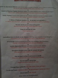 Dinner menu in Lyon